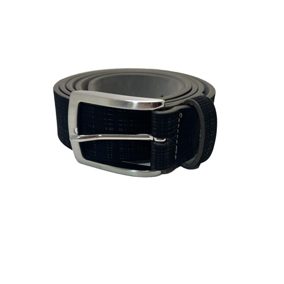 Remo Tulliano Other - REMO TULLIANO Men Italian Leather Black Texture Belt 46 Silver Finish Buckle USA